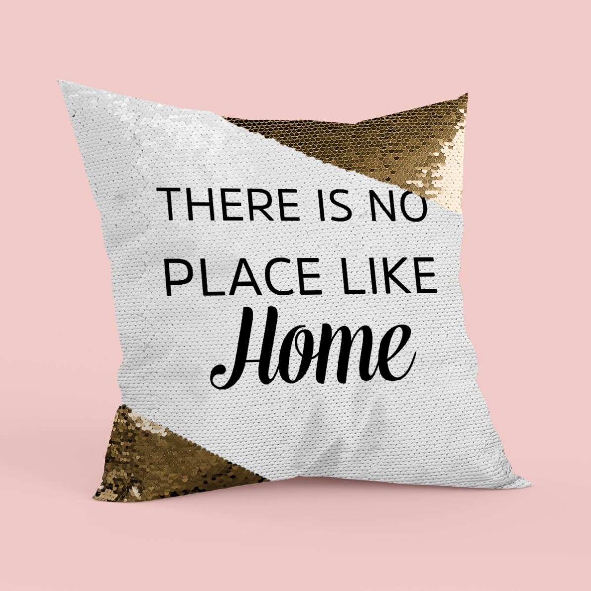Pernă personalizată cu text - There is no place like home - Paiete aurii