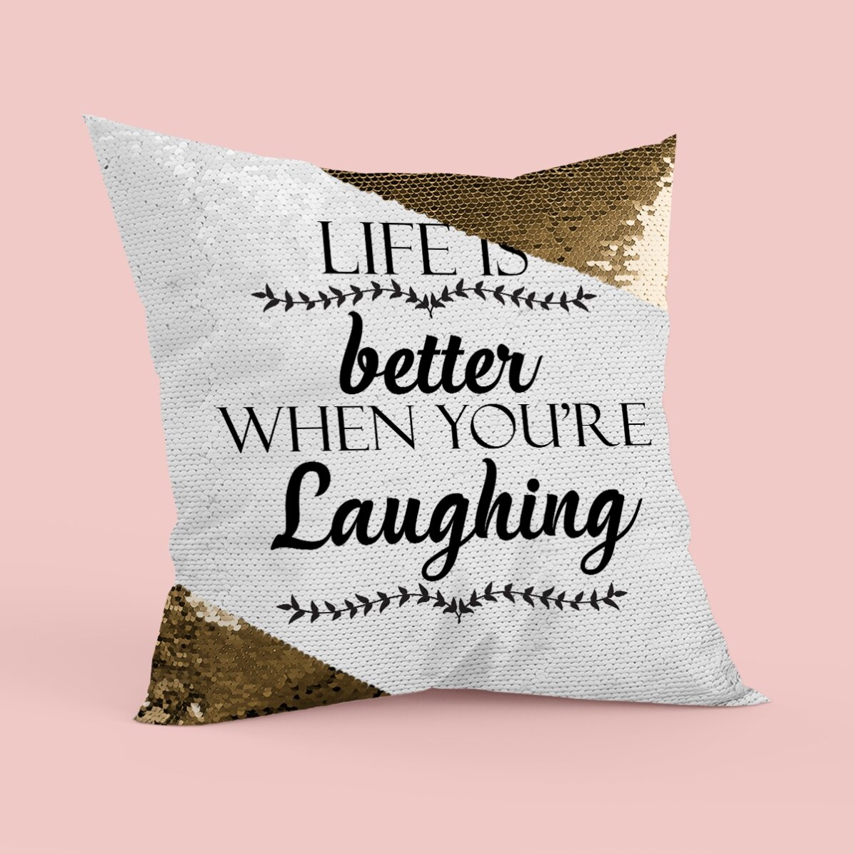 Pernă personalizată cu text - What is life? - Paiete aurii