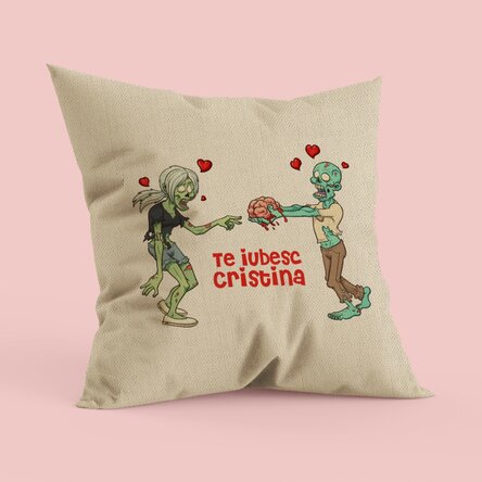 Pernă personalizată cu text - Zombie Love In