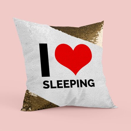 Pernă personalizată - I LOVE Paiete aurii