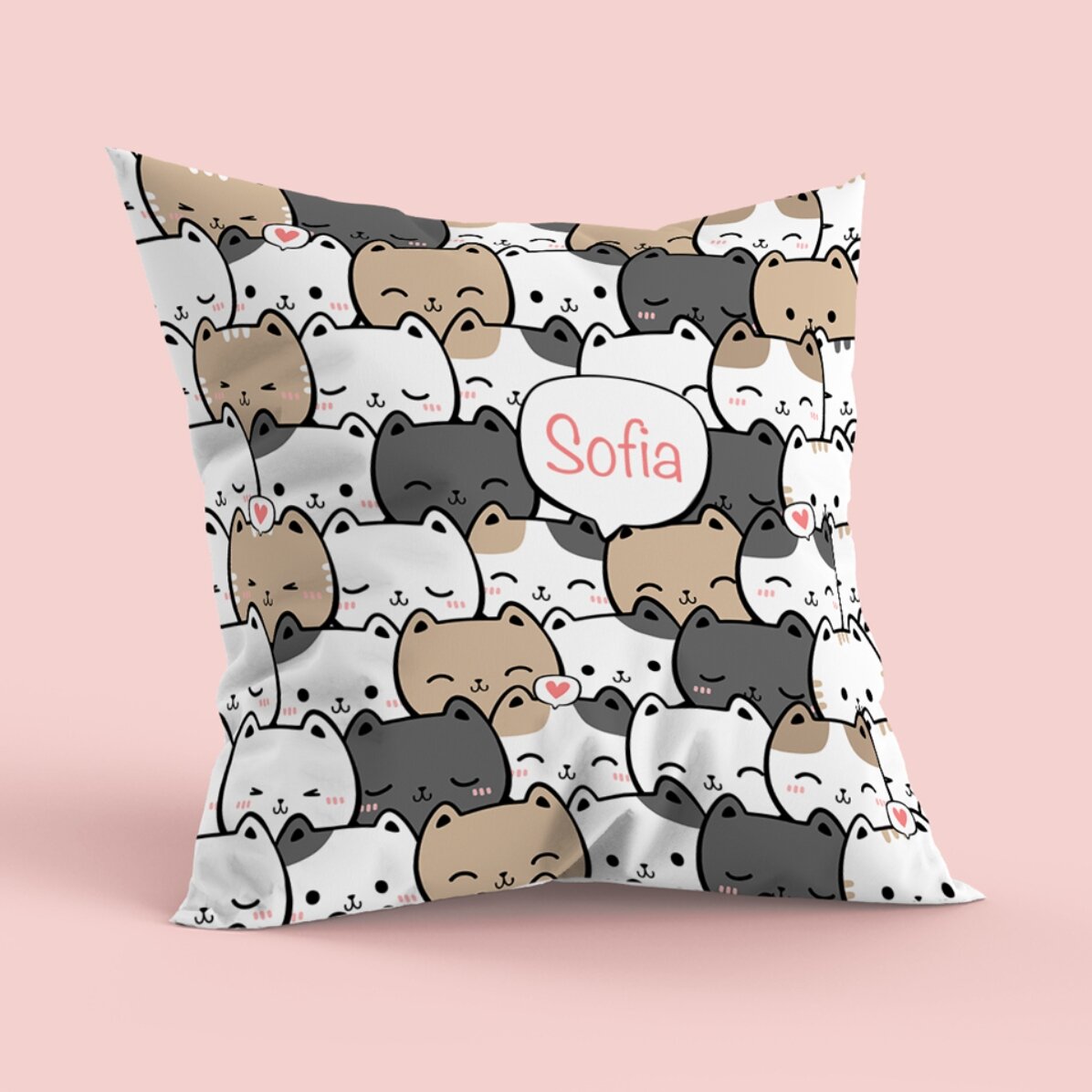 Pernă personalizată nume, format mare - Pisicuțe