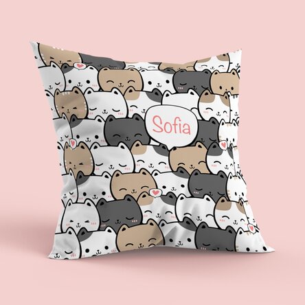 Pernă personalizată nume, format mare - Pisicuțe