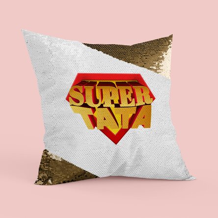Pernă personalizată - Super Tata - Paiete aurii