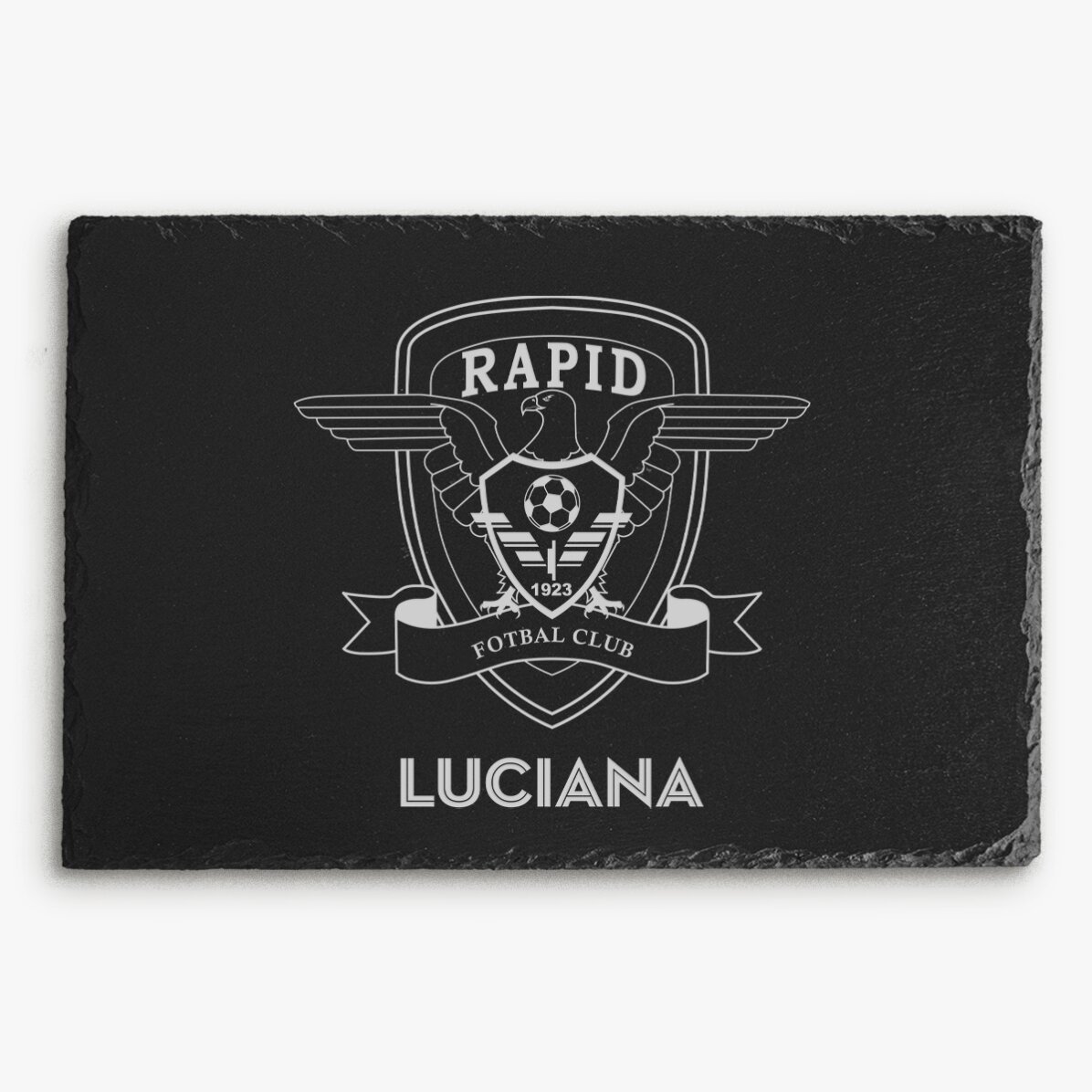 Placă de ardezie gravată FC Rapid personalizată cu nume