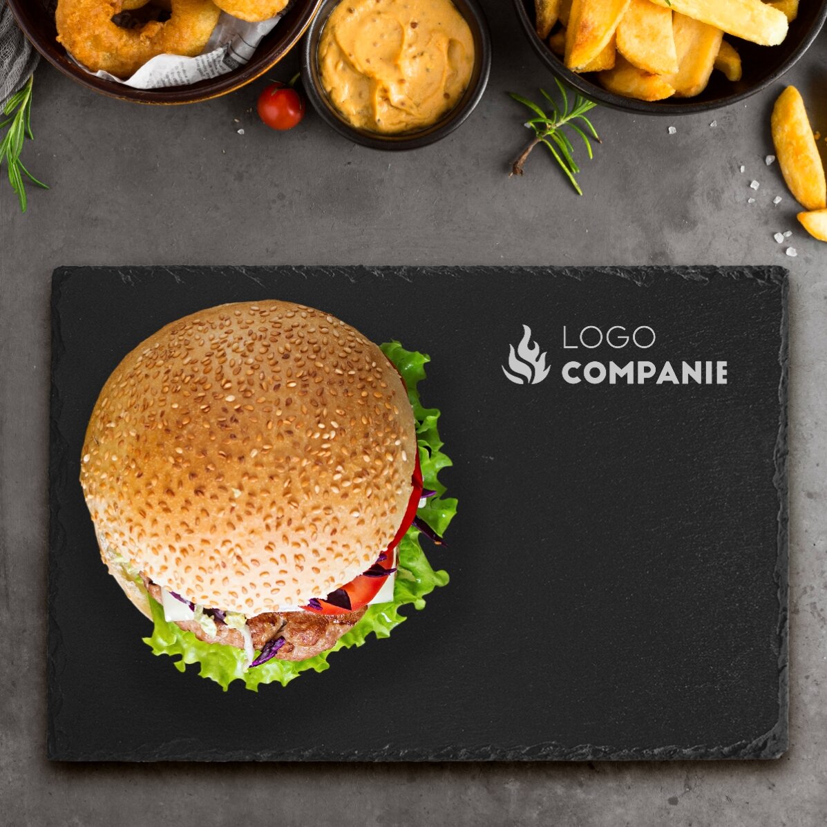 Placă de ardezie gravată - Personalizată cu Logo