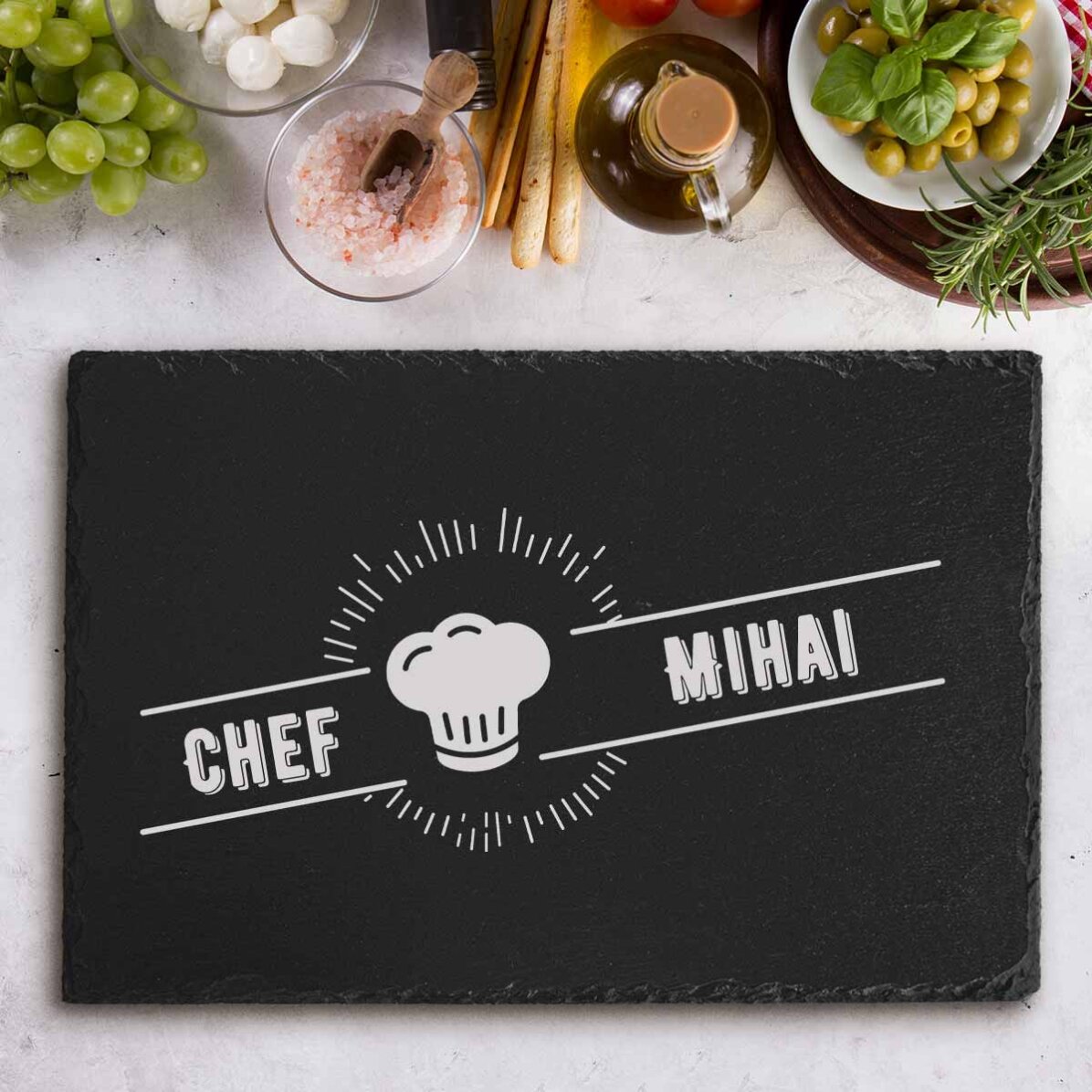 Placă de ardezie gravată personalizată cu text - Chef Profesional