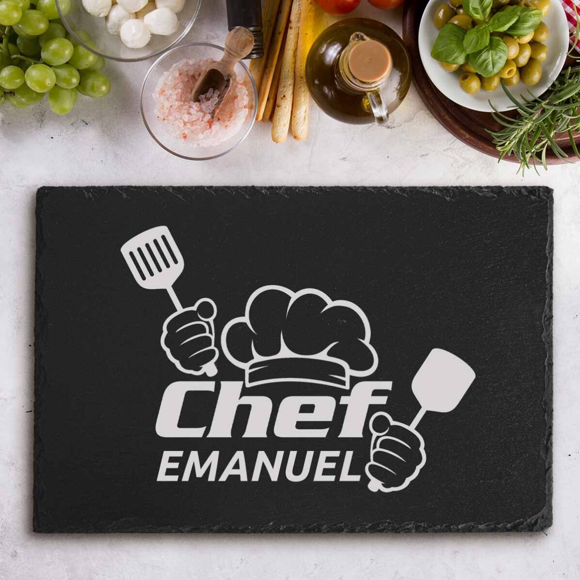 Placă de ardezie gravată personalizată cu text - Chef Puternic