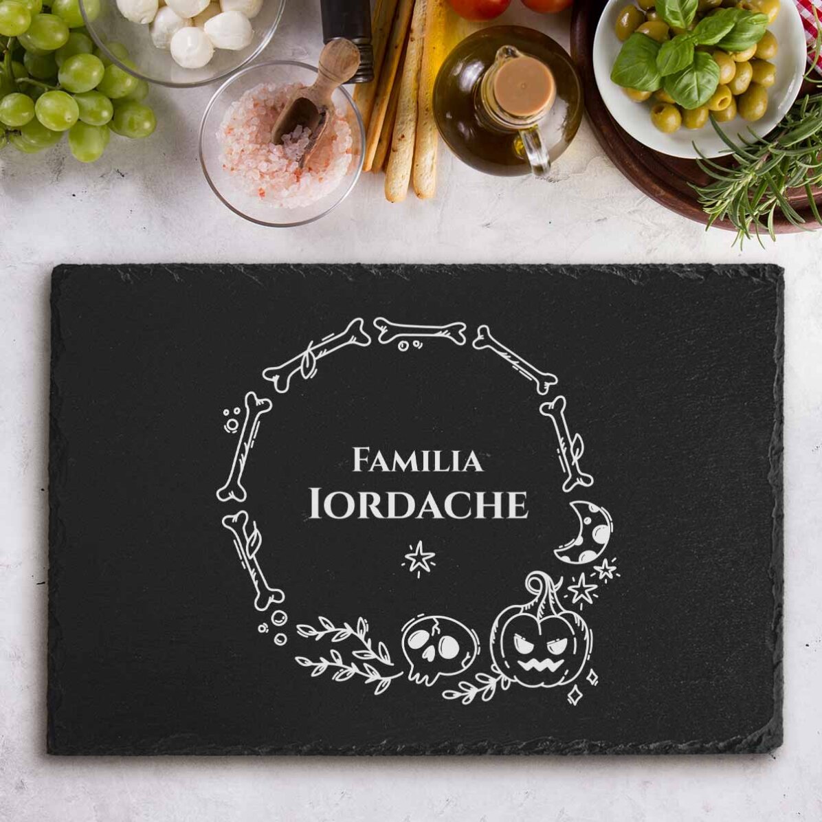 Placă de ardezie gravată personalizată cu text - Halloween