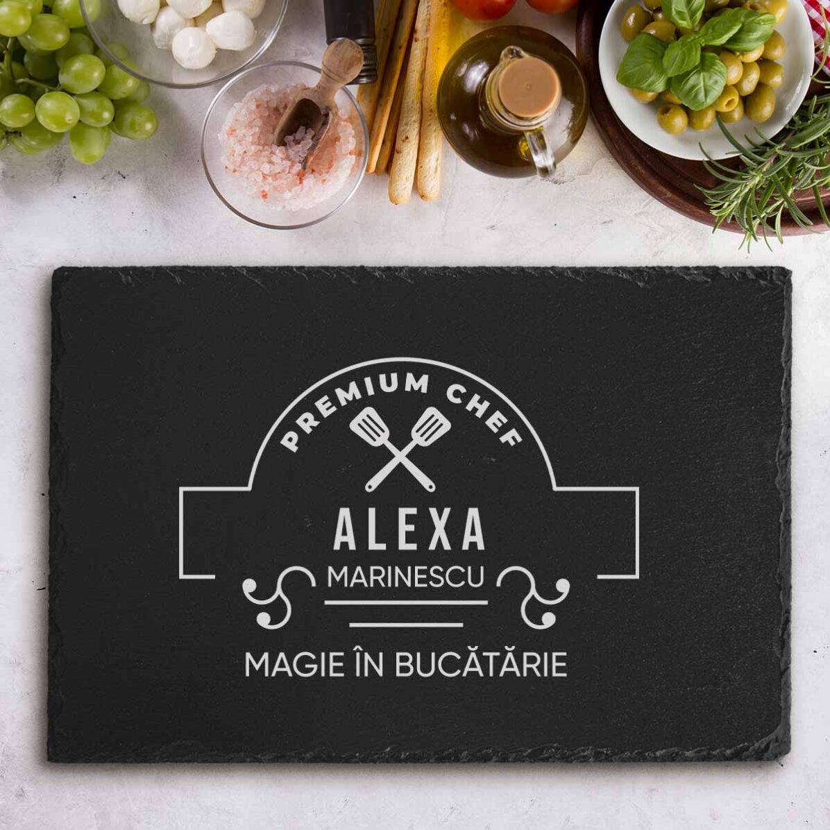 Placă de ardezie gravată personalizată cu text - Premium Chef