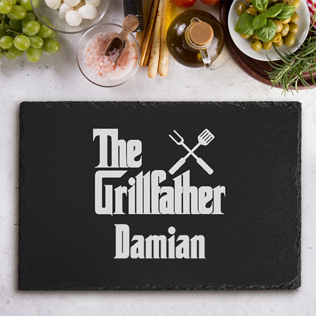 Placă de ardezie gravată personalizată cu text - The Grillfather