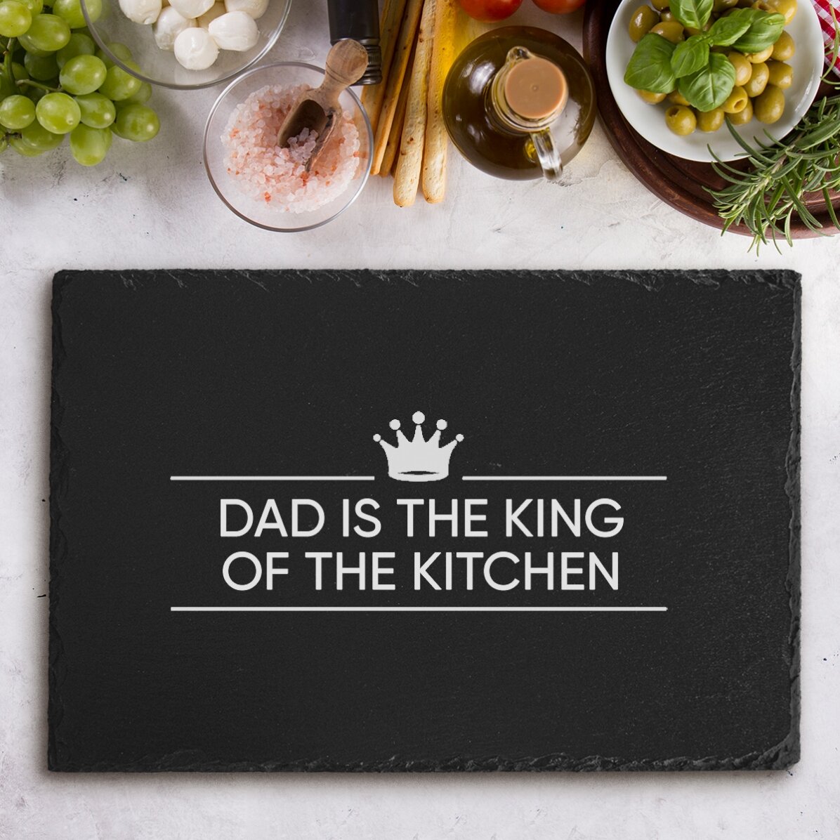 Placă de ardezie gravată personalizată cu text - The King Of The Kitchen