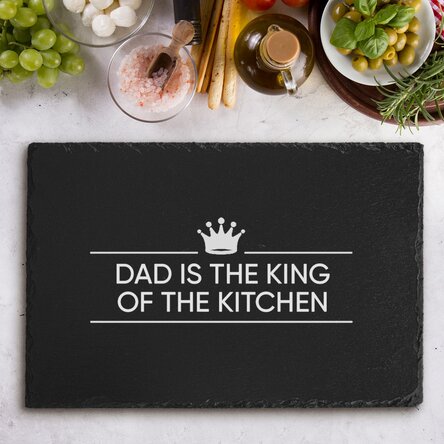 Placă de ardezie gravată personalizată cu text - The King Of The Kitchen