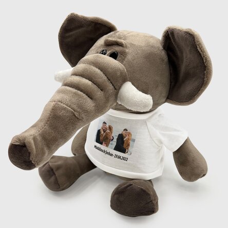 Pluș elefant personalizat cu două poze și text