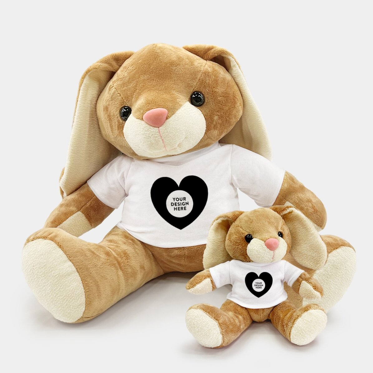 Pluș iepure personalizat cu grafica ta - Model inimă