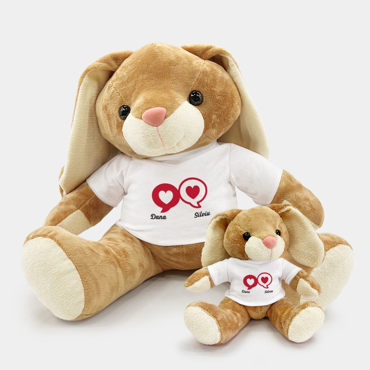 Pluș iepure personalizat cu text - Chat hearts