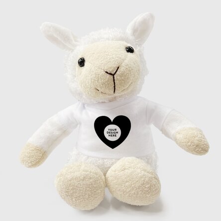Pluș oaie personalizat cu grafica ta - Model inimă
