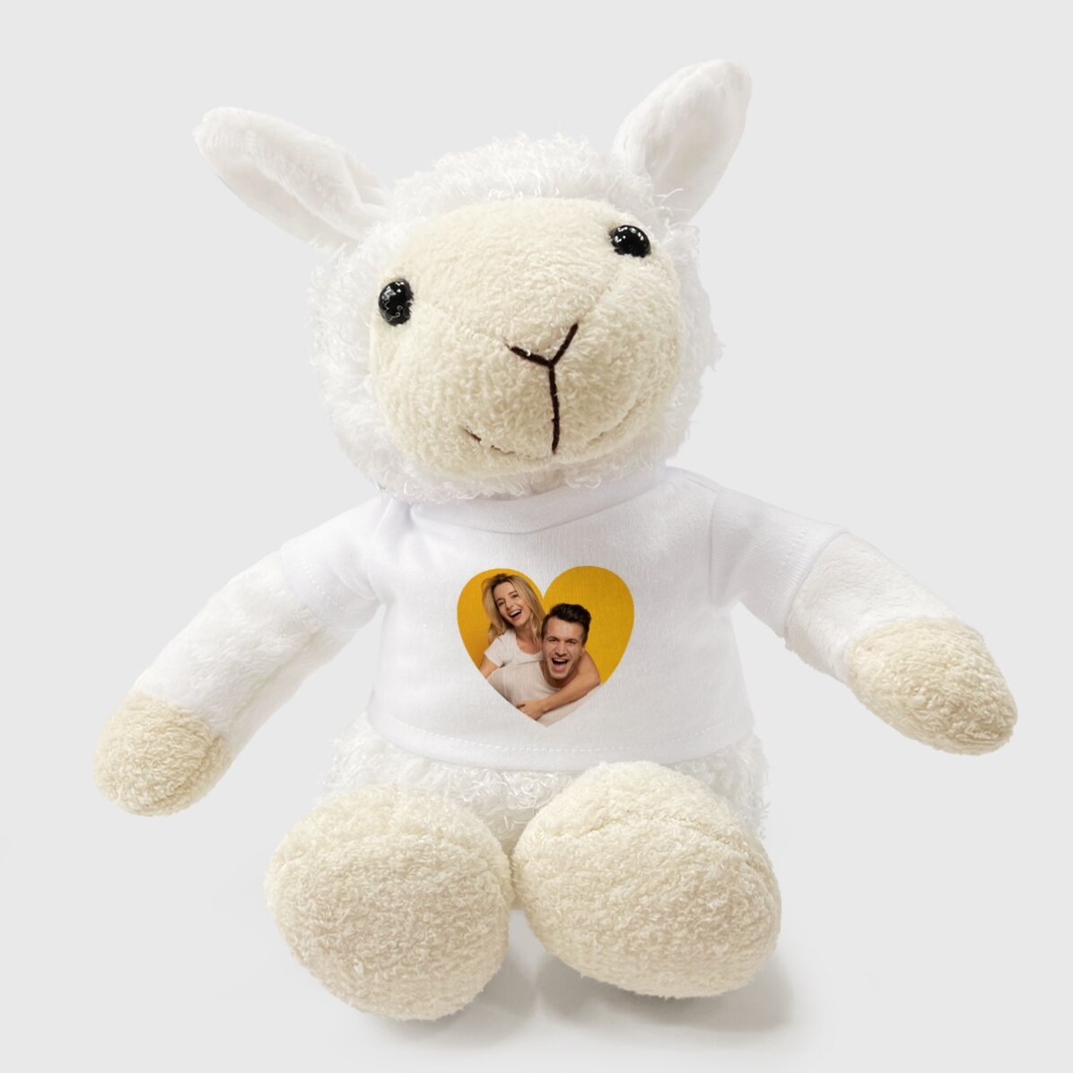 Pluș oaie personalizat cu o poză - Model inimă