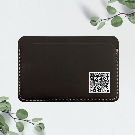 Portofel din piele personalizat color cu cod QR - Contact