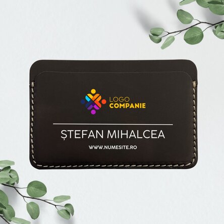 Portofel din piele personalizat color cu logo și mesaj