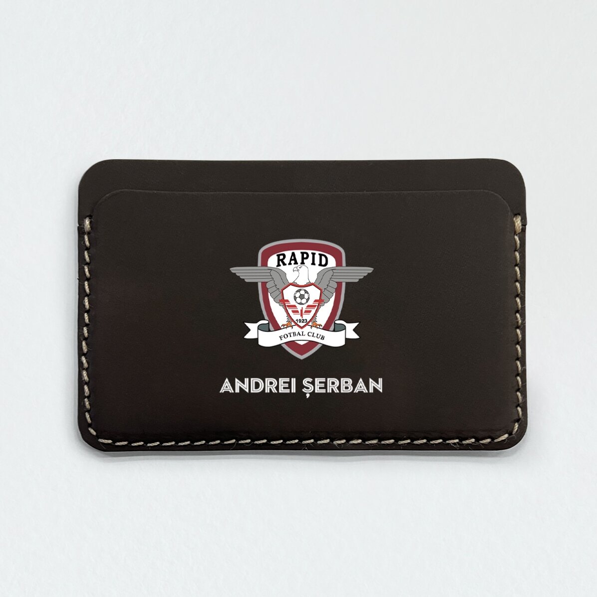 Portofel din piele personalizat FC Rapid color cu nume 