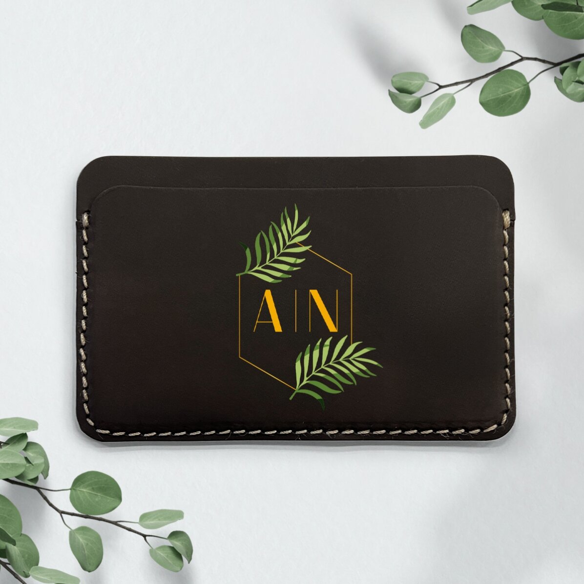 Portofel din piele personalizat color cu text - Gold