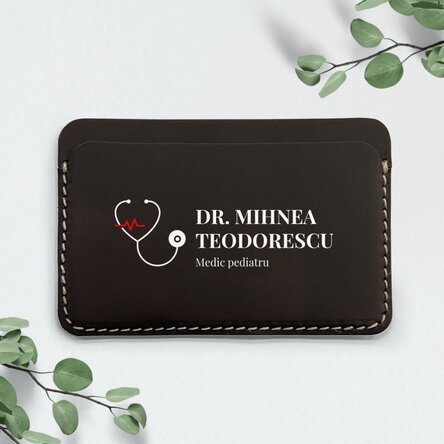 Portofel din piele personalizat color cu text - Medic