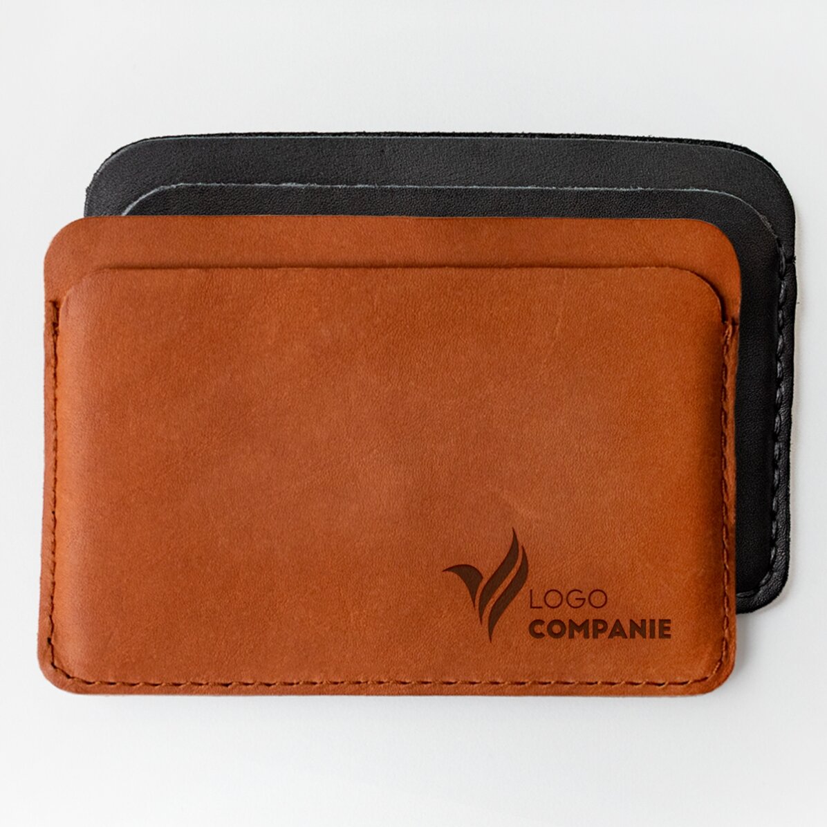 Portofel din piele personalizat cu logo în partea dreapta