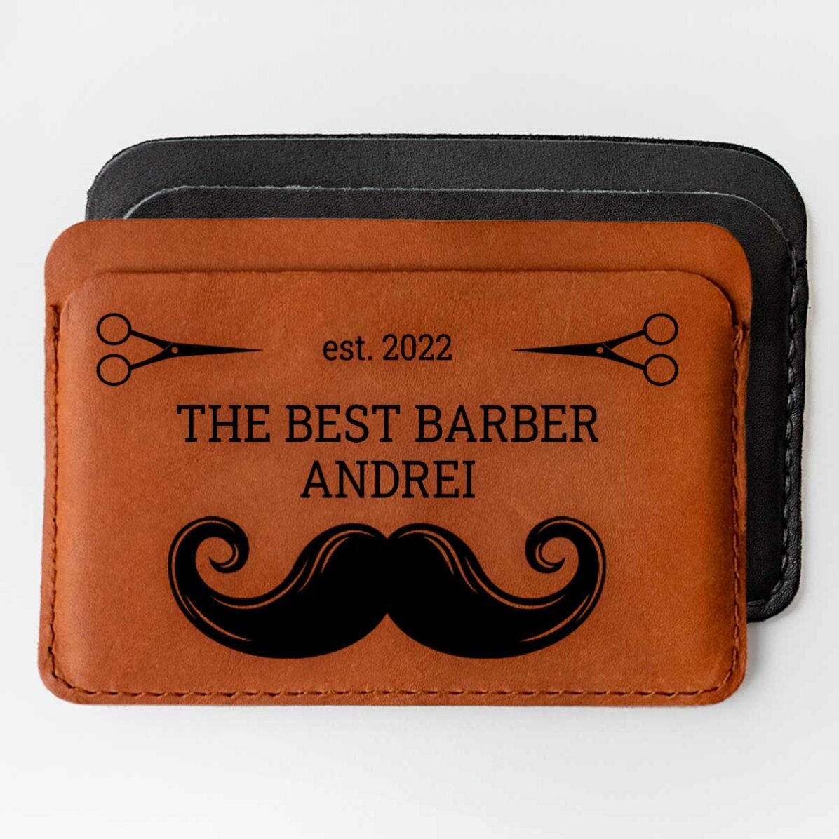 Portofel din piele personalizat cu mesaj - Barber 