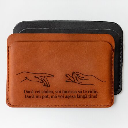 Portofel din piele personalizat cu mesaj - Dacă vei cădea