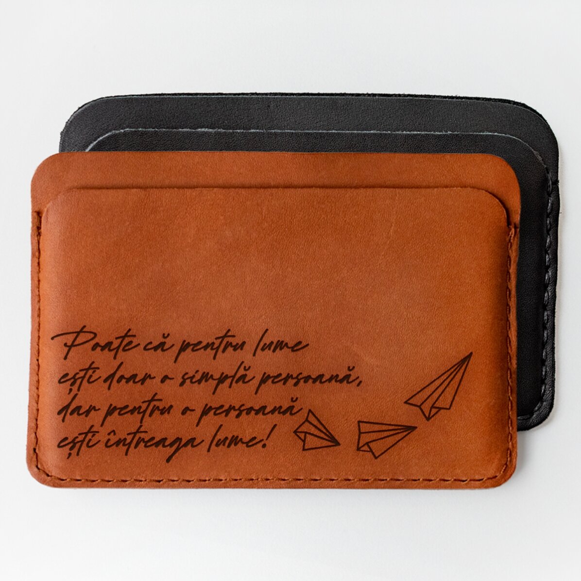 Portofel din piele personalizat cu mesaj - Ești întreaga lume!
