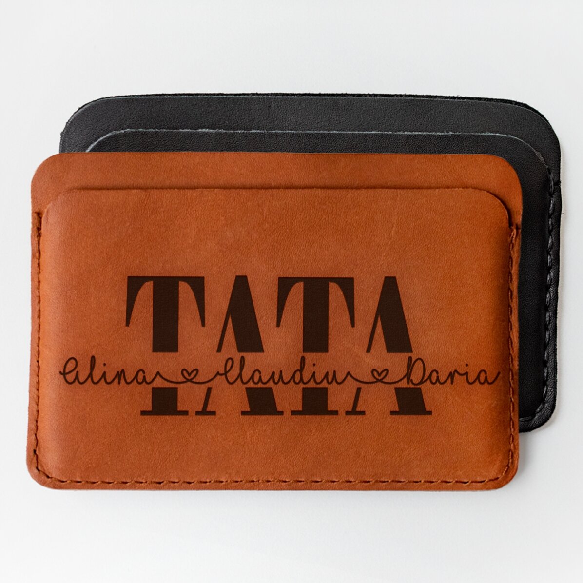 Portofel din piele personalizat cu numele copiiilor - TATA