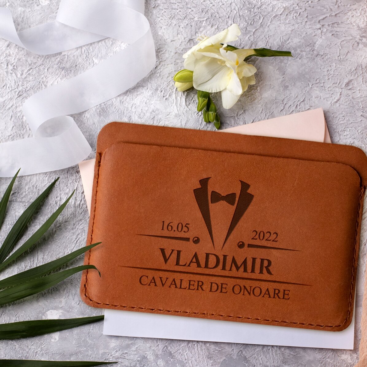 Portofel din piele personalizat cu text - Elegant