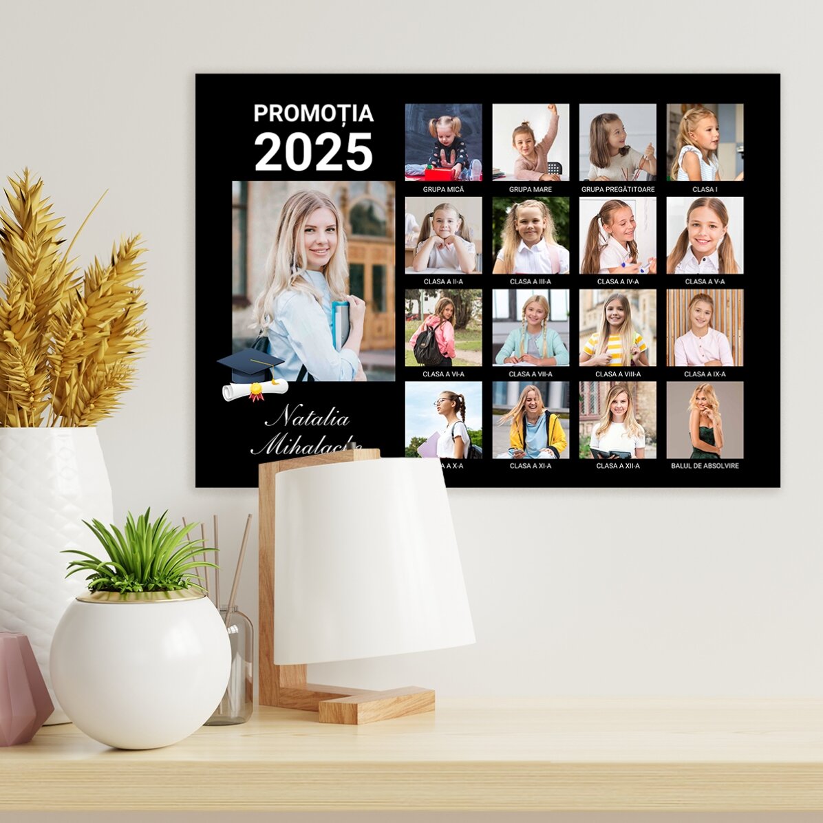 Poster personalizat cu 17 poze și text - Absolvire