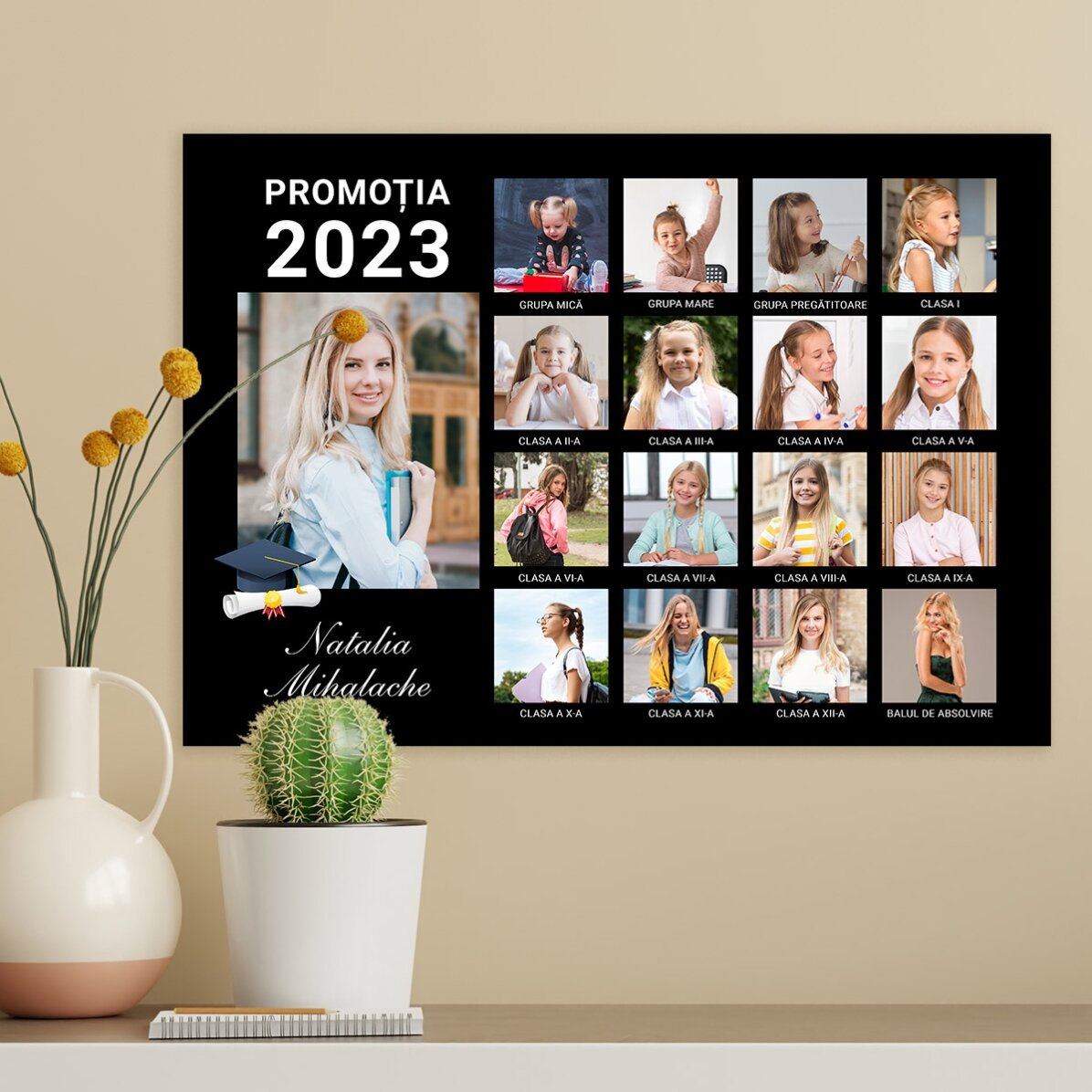 Poster personalizat cu 17 poze și text - Absolvire