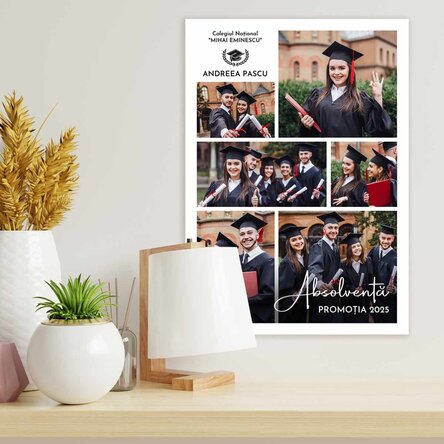Poster personalizat cu 6 poze și text - Absolvire