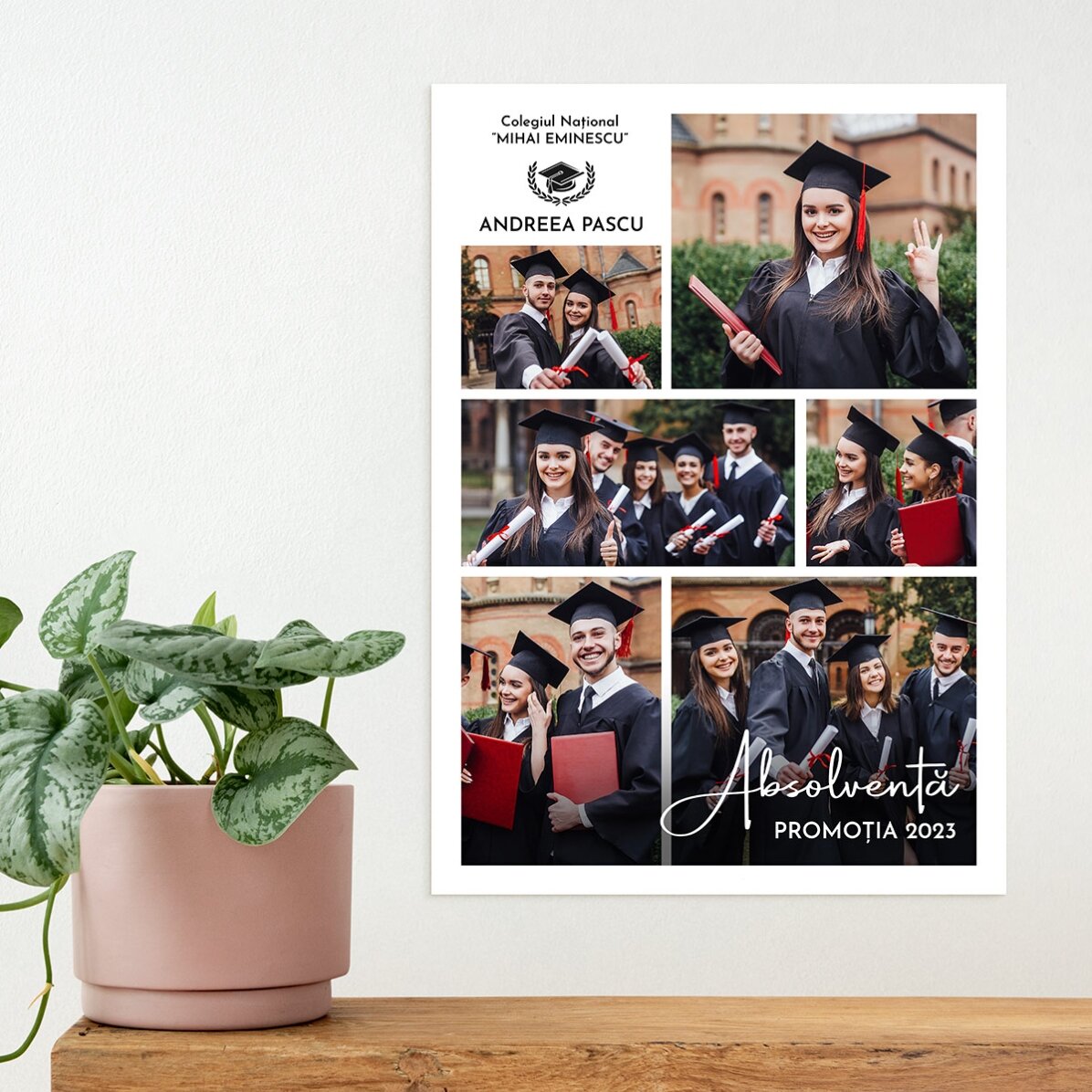 Poster personalizat cu 6 poze și text - Absolvire