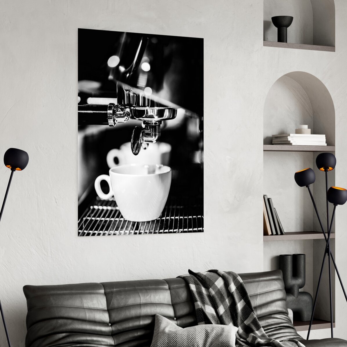 Poster Black and white coffee time