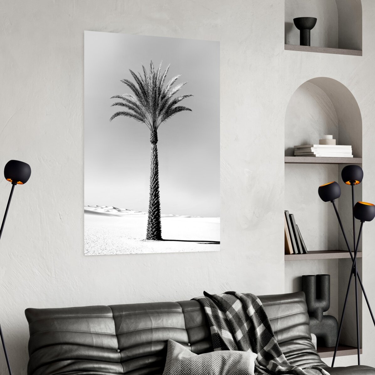 Poster Black and white palm tree