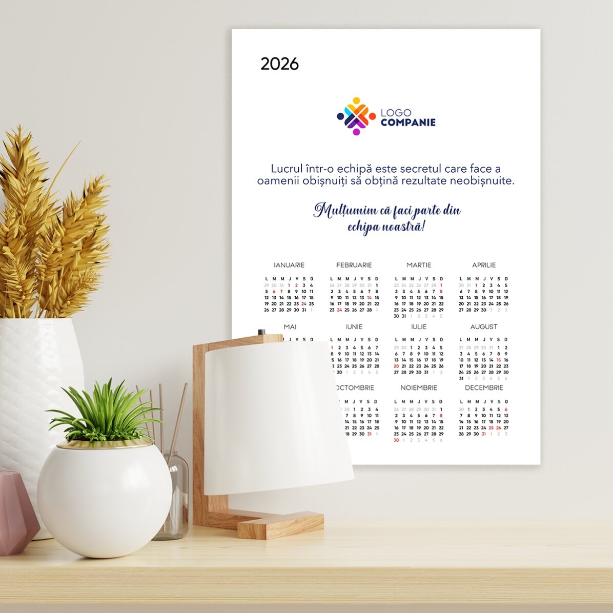 Poster calendar personalizat cu logo și text