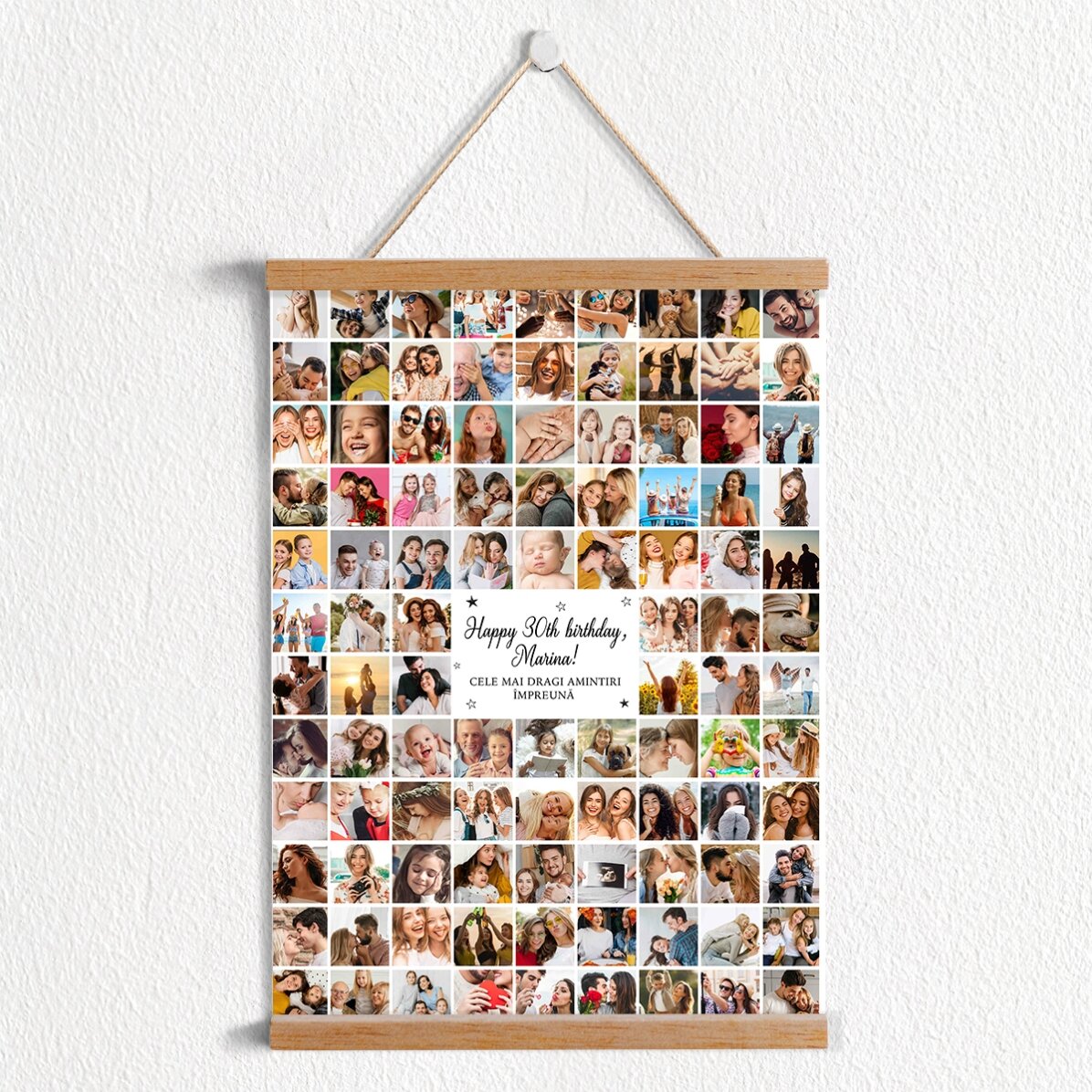Poster cu agățătoare personalizat cu 102 poze și mesa