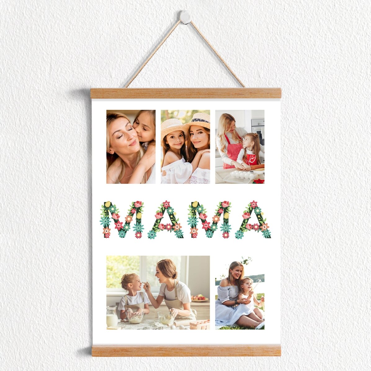 Poster cu agățătoare personalizat cu 5 poze - Pentru mama