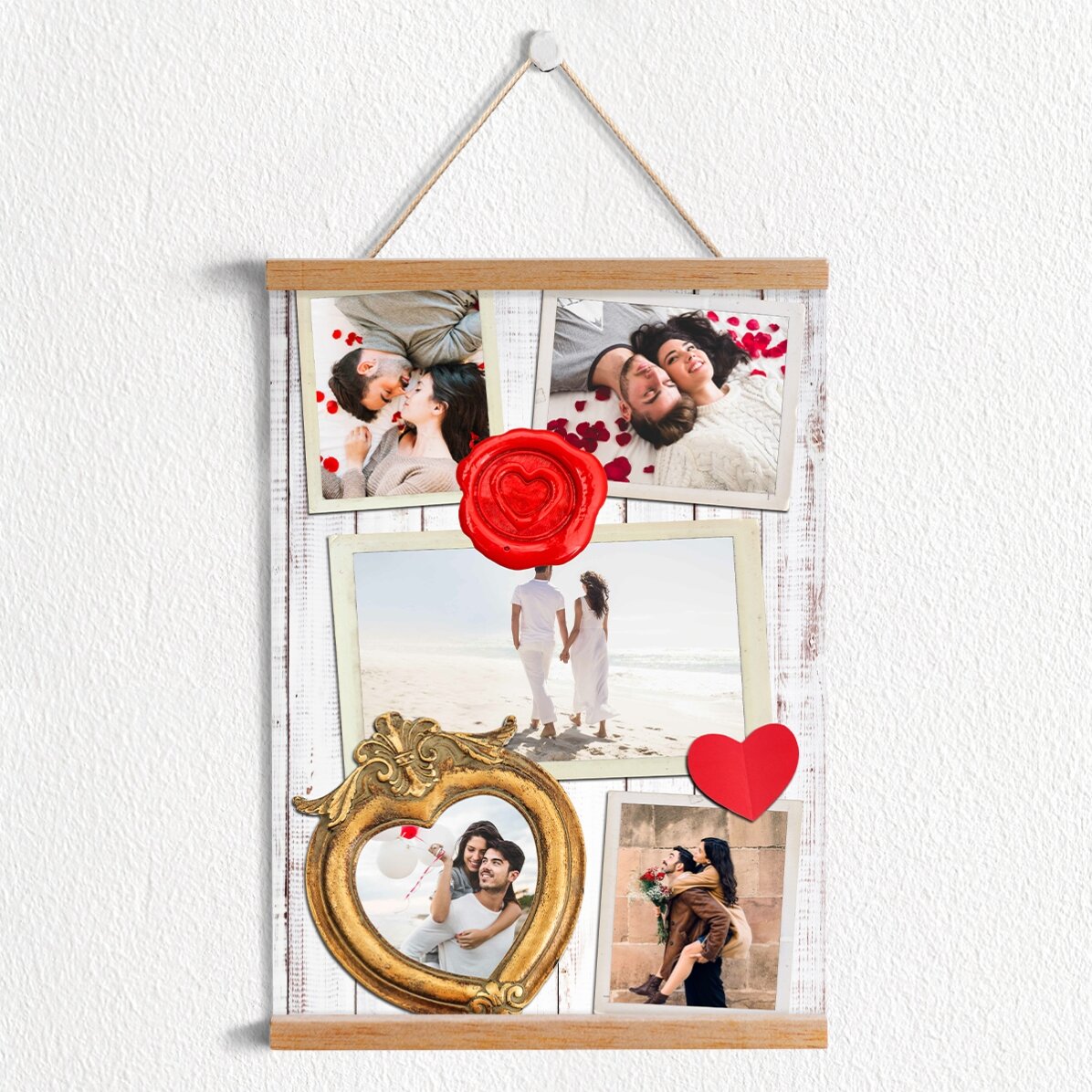 Poster cu agățătoare personalizat cu 5 poze romantice