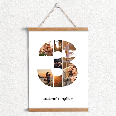Poster cu agățătoare personalizat cu 7 poze model numărul 3 și mesaj text