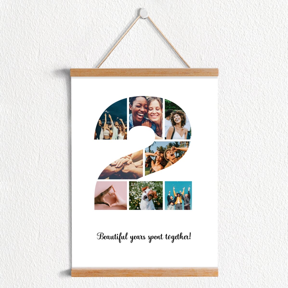 Poster cu agățătoare personalizat cu 8 poze model numărul 2 și mesaj text
