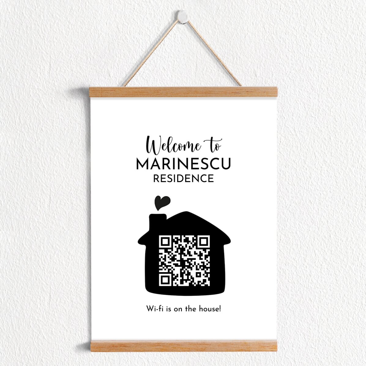 Poster cu agățătoare personalizat cu cod QR - Free Wifi