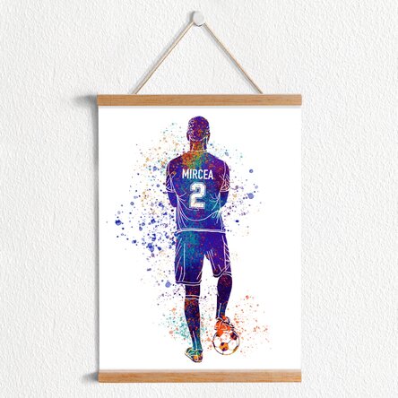 Poster cu agățătoare personalizat cu numele și numărul tău de jucător - Fotbal