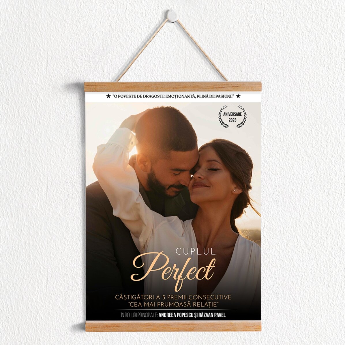 Poster cu agățătoare personalizat cu o poză și mesaj - Afiș de film