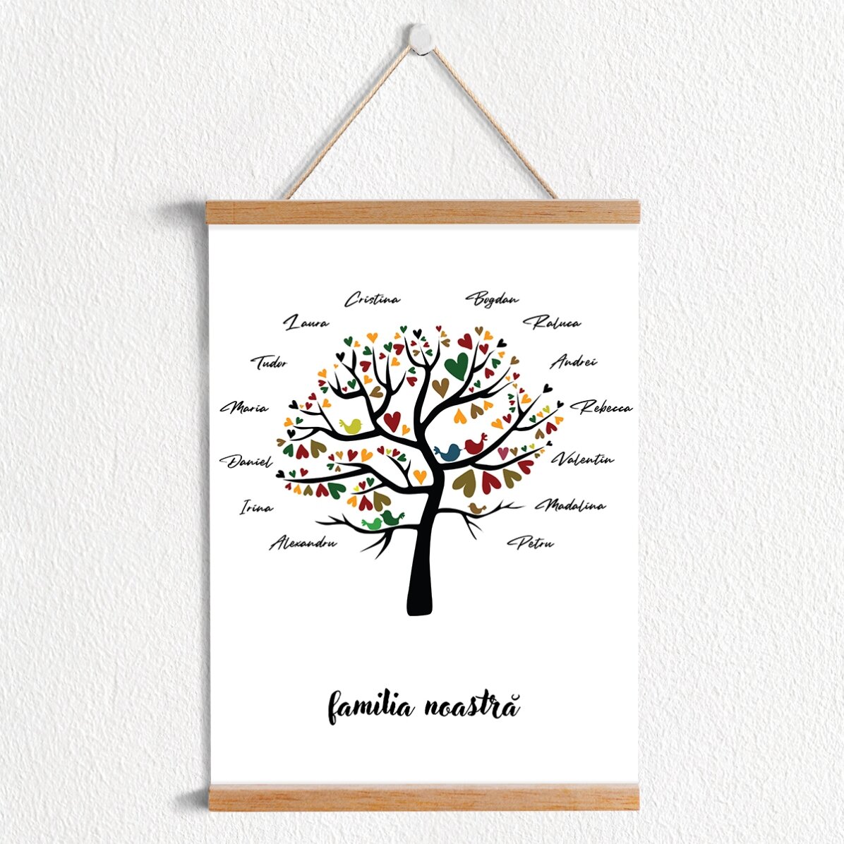 Poster cu agățătoare personalizat cu text - Familia noastră