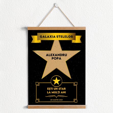 Poster cu agățătoare personalizat cu text - Galaxia stelelor