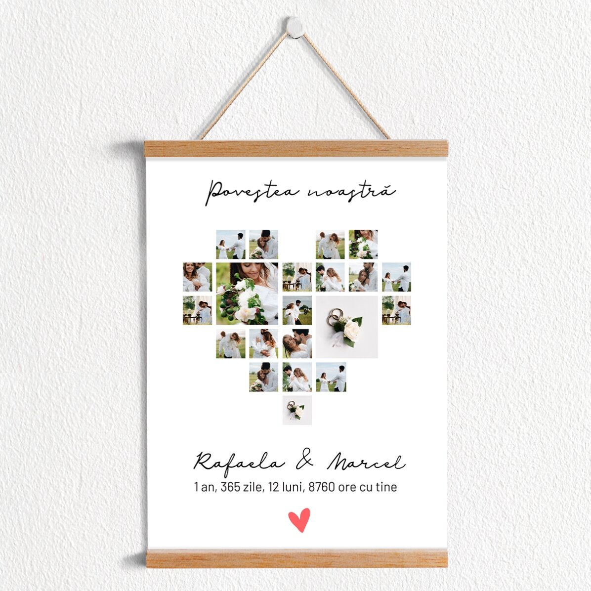 Poster cu agățătoare personalizat cu text și 21 poze - Povestea noastră